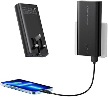 2-in-1 Power Bank + Wall Charger, 10000mAh, 22.5W Fast Charging, Folding Plug, USB-C + Dual USB-A, QC 3.0 + PD 3.0
