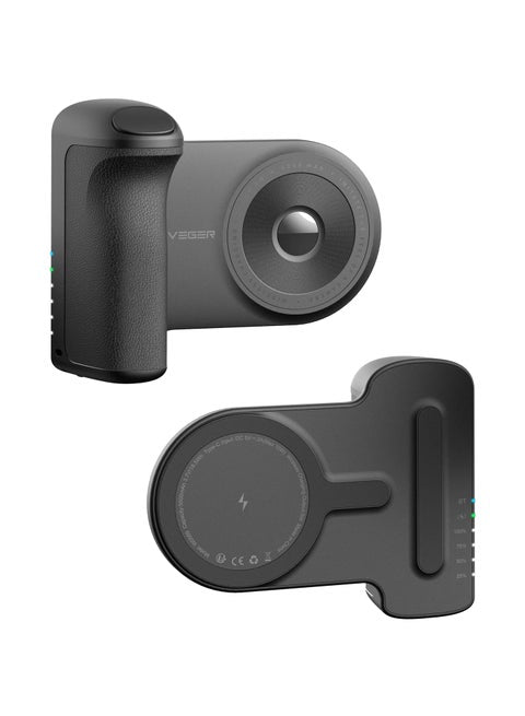 Magnetic Wireless Power Bank Grip for Selfies, 5000mAh, 5W Wireless Charging, Type-C Output (12W Max)