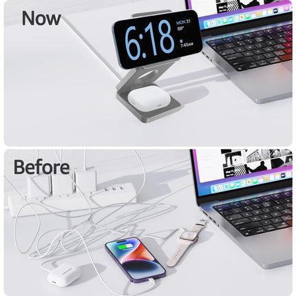 3-in-1 Foldable Wireless Charging Station – 15W Fast Portable Travel Charger
