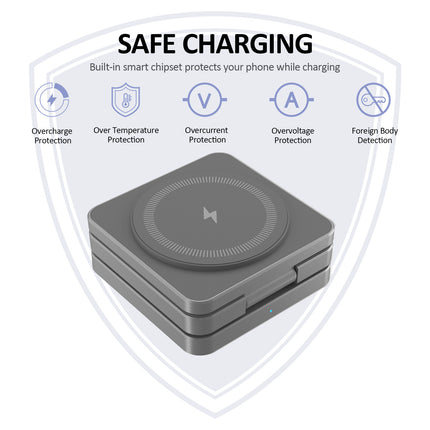 3-in-1 Foldable Wireless Charging Station – 15W Fast Portable Travel Charger