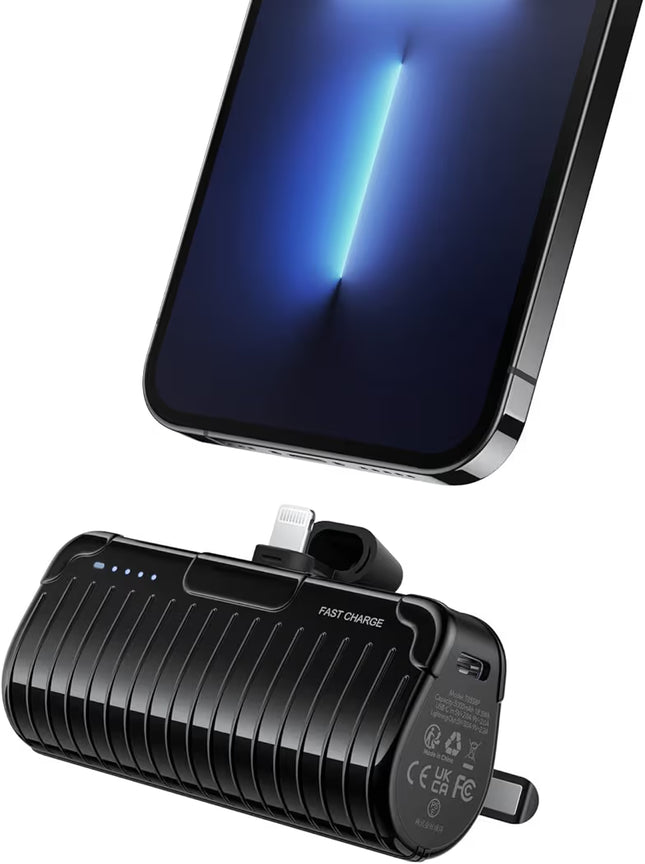 VEGER Mini 5000mAh Power Bank with Built-In Plug, 20W PD  Fast Charging for iPhone , LED Indicator