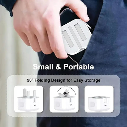 20W USB-C Power Adapter (Folding Pins) - White