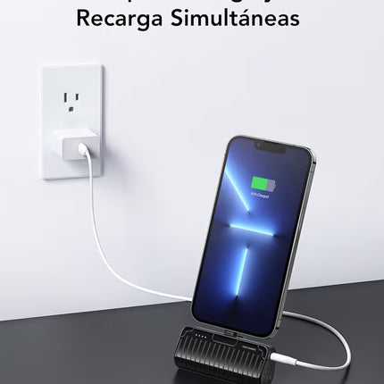 VEGER Mini 5000mAh Power Bank with Built-In Plug, 20W PD  Fast Charging for iPhone , LED Indicator