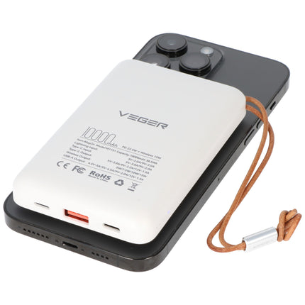 Magnetic Wireless Power Bank 10000mAh, 15W Wireless + PD 20W, 22.5W Max, USB-C + USB-A, Lightning Input