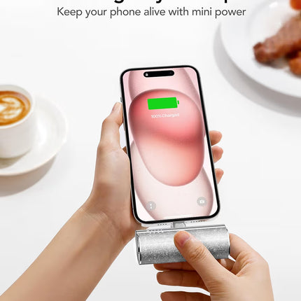 Mini 5000mAh Power Bank with Type-C Output (12W), Portable Lipstick Design, LED Indicator