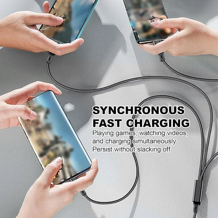 3-in-1 Fast Charging Cable, USB-A Multi Connector (Type-C + Lightning + Micro USB), 1.5m, 4.8A / 24W Max, Quick Fast Charging
