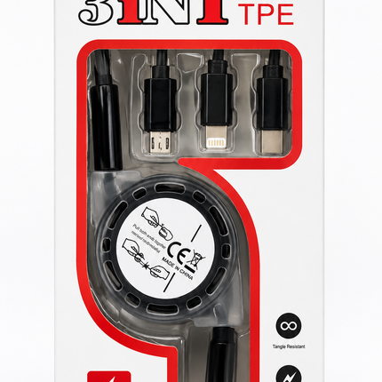Retractable 3 In 1 USB Charging Cable