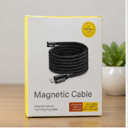 Magnetic Fast Charging Cable Type-C to lightning 27W 1 Meter Self-Coiling