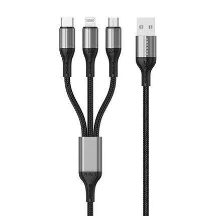 3-in-1 Fast Charging Cable, USB-A Multi Connector (Type-C + Lightning + Micro USB), 1.5m, 4.8A / 24W Max, Quick Fast Charging
