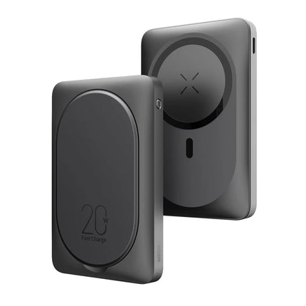 Magnetic Wireless Power Bank 10000mAh, 15W Wireless + PD 20W, 22.5W Max, USB-C + USB-A, Leather Stand
