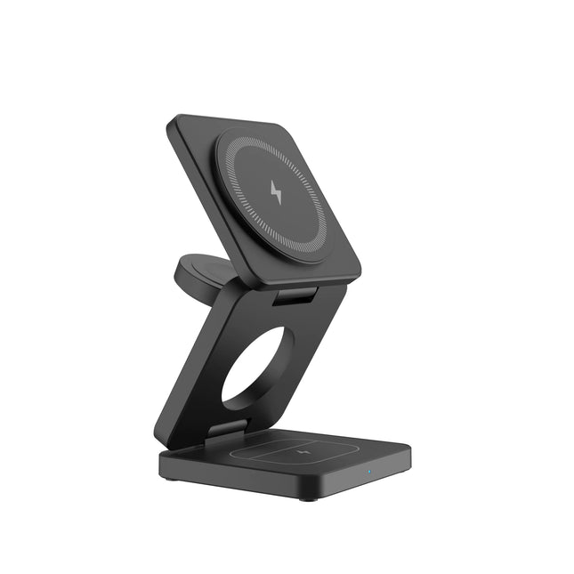 3-in-1 Foldable Wireless Charging Station – 15W Fast Portable Travel Charger