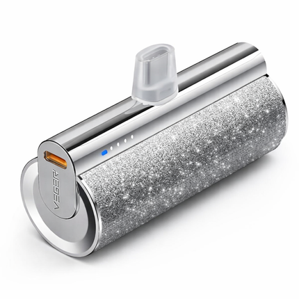 Mini 5000mAh Power Bank with Type-C Output (12W), Portable Lipstick Design, LED Indicator