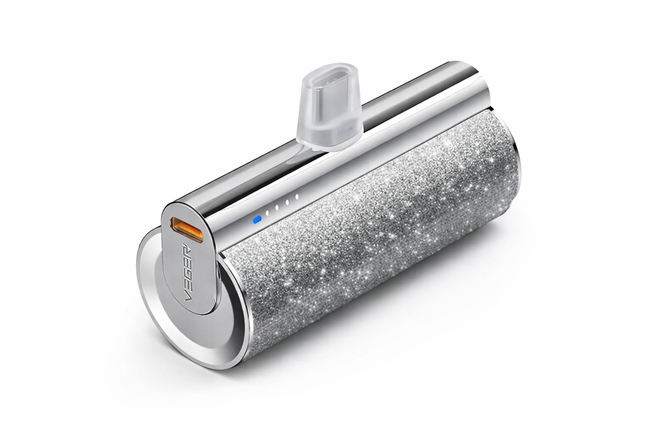 Mini 5000mAh Power Bank with Type-C Output (12W), Portable Lipstick Design, LED Indicator
