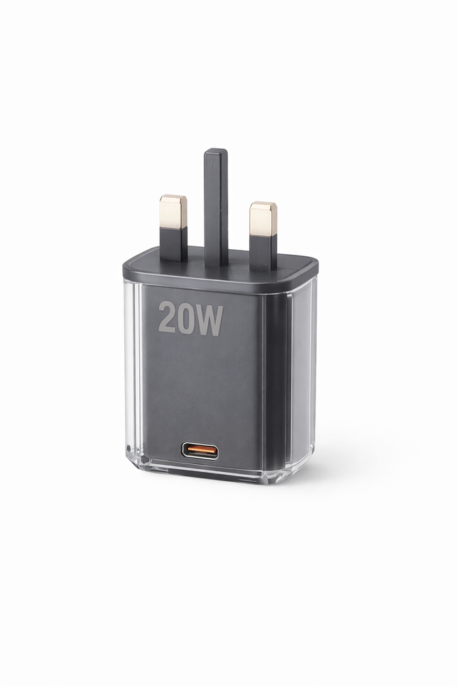 20W PD Wall Charger – 3 Pin (UK) – Black