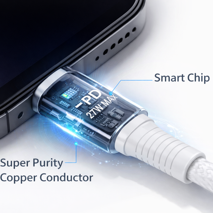USB-C to Lightning PD Fast Charging Cable, 1000mm (27W)