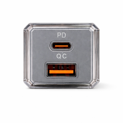 45W Fast Wall Charger with USB-C PD and USB-A QC, 3-Pin Plug