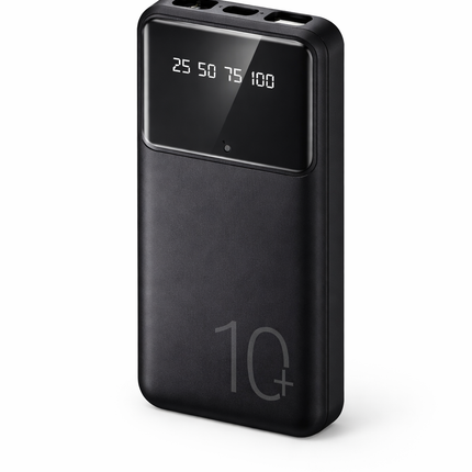 Power Bank 10000mAh – LED Display, Dual USB Output (Black)